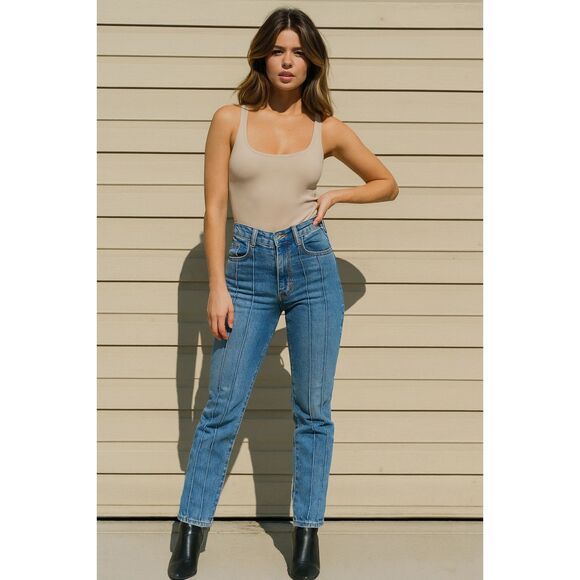 REVICE Blue High Rise Straight Leg Denim Jeans Pants Women's Size 27 - Picture 1 of 8